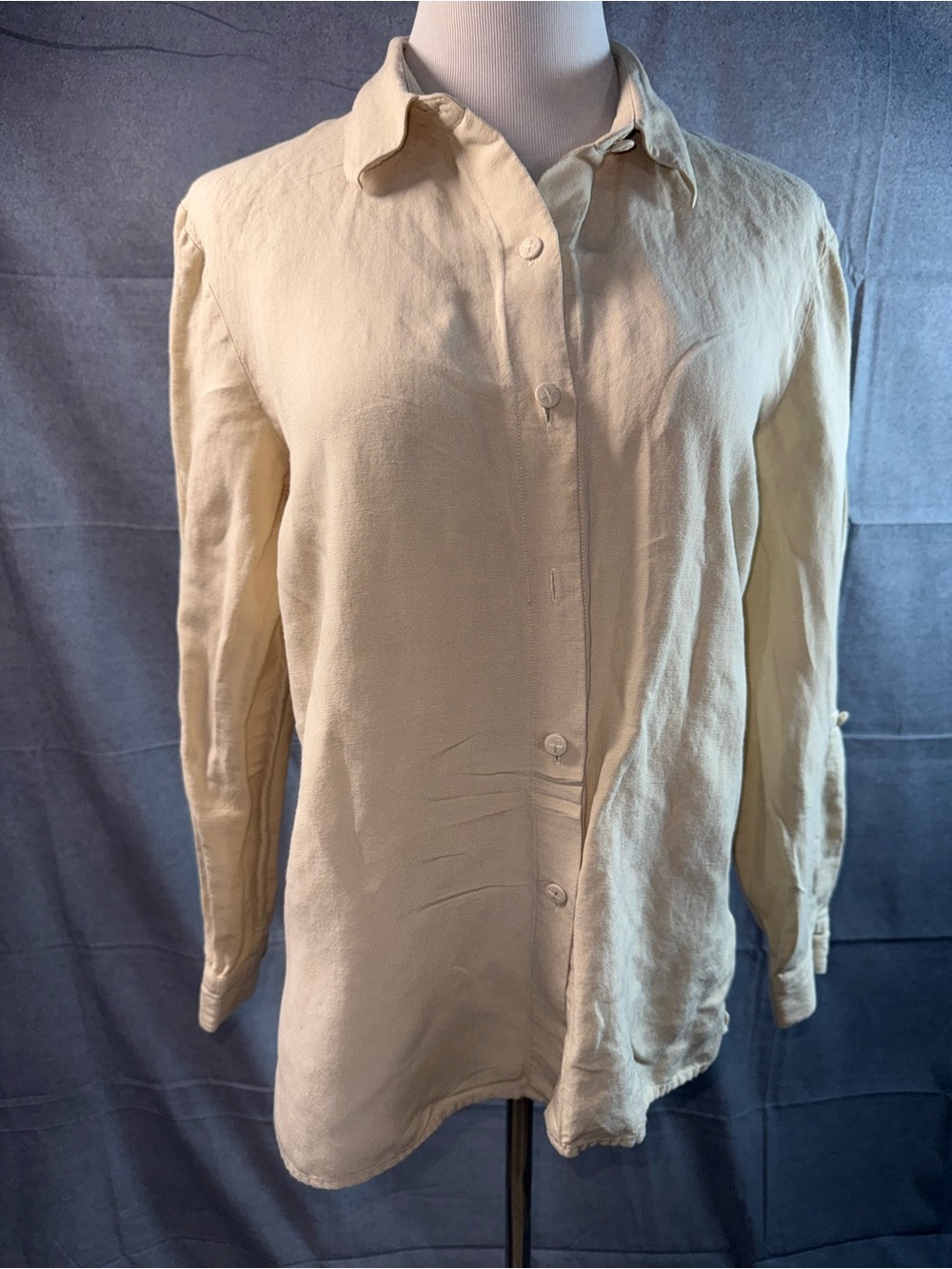 1629-Jan Leslie Lightweight Cream Button-Up Shirt Jacket